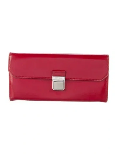 Pre-owned Miu Miu Leather Continental Wallet In Red