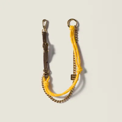 Miu Miu Leather, Cord And Metal Trick Keyring