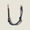 Miu Miu Leather, Cord And Metal Trick Keyring In Blue
