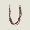 Miu Miu Leather, Cord And Metal Trick Keyring In Brown