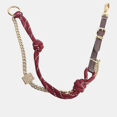 Pre-owned Miu Miu Leather Cord Chain Bag Charm In Multi