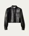 Miu Miu Leather Crop Jacket In Black