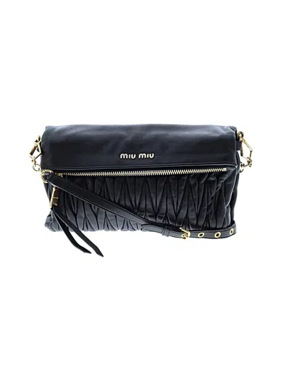 Pre-owned Miu Miu Leather Crossbody Bag In Black