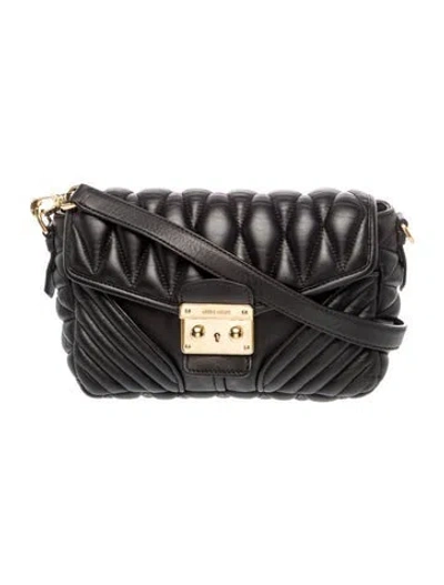 Pre-owned Miu Miu Leather Crossbody Bag In Black