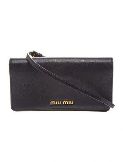 Pre-owned Miu Miu Leather Crossbody Bag In Black
