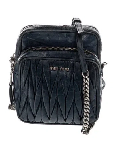 Pre-owned Miu Miu Leather Crossbody Bag In Blue