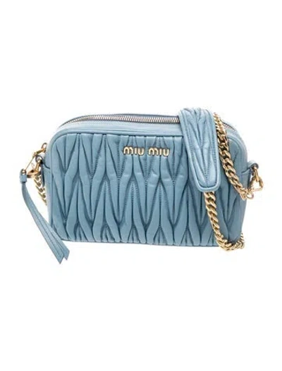 Pre-owned Miu Miu Leather Crossbody Bag In Blue