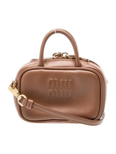 Pre-owned Miu Miu Leather Crossbody Bag In Brown