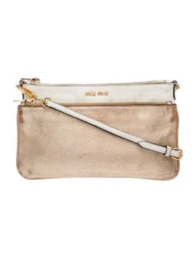 Pre-owned Miu Miu Leather Crossbody Bag In Gold
