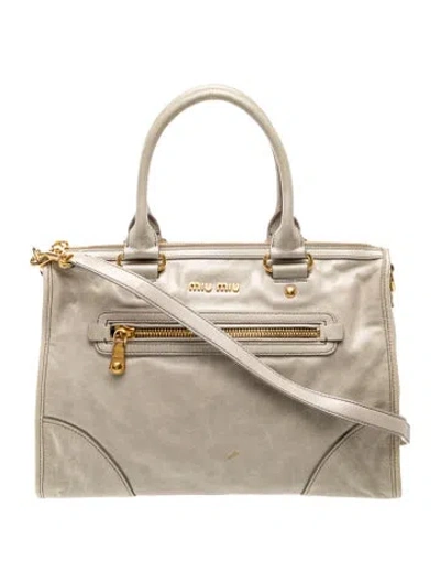 Pre-owned Miu Miu Leather Crossbody Bag In Gray