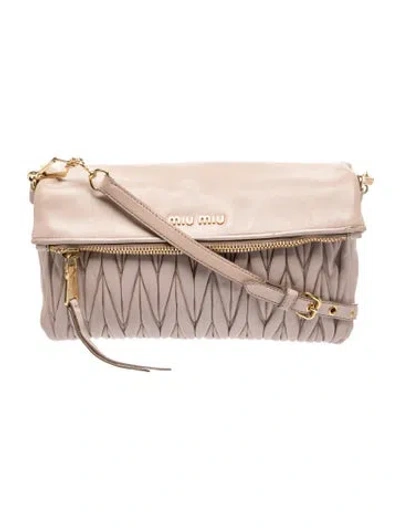 Pre-owned Miu Miu Leather Crossbody Bag In Neutral