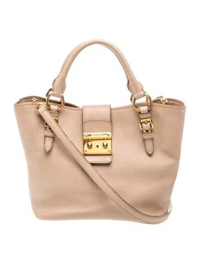 Pre-owned Miu Miu Leather Crossbody Bag In Neutral