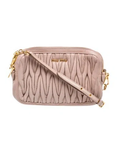 Pre-owned Miu Miu Leather Crossbody Bag In Neutral