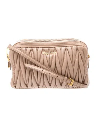 Pre-owned Miu Miu Leather Crossbody Bag In Neutral