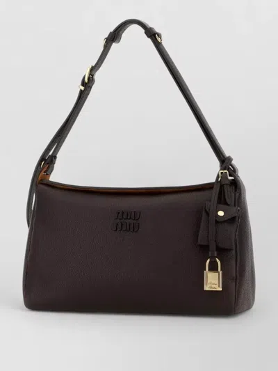 Miu Miu Leather Crossbody Bag Padlock Charm Textured