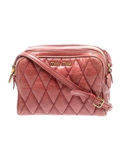 Pre-owned Miu Miu Leather Crossbody Bag In Pink