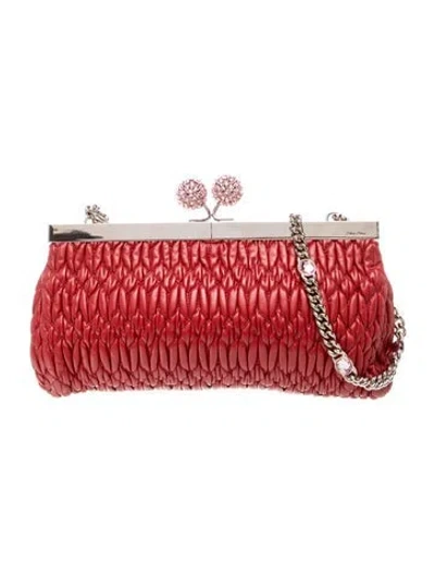 Pre-owned Miu Miu Leather Crossbody Bag In Red