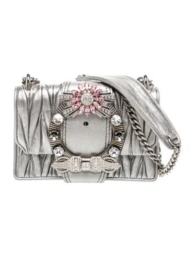 Pre-owned Miu Miu Leather Crossbody Bag In Silver