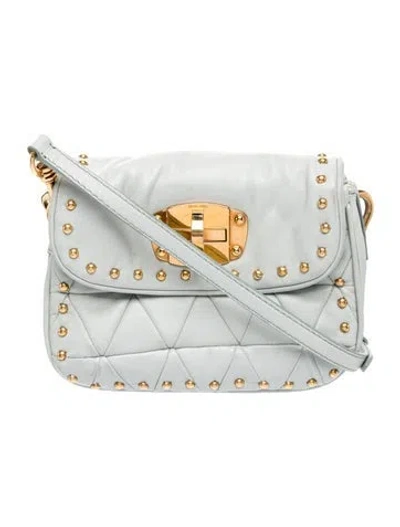 Pre-owned Miu Miu Leather Crossbody Bag Vintage In Blue
