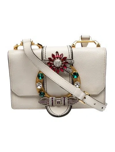 Pre-owned Miu Miu Leather Crossbody Bag In White