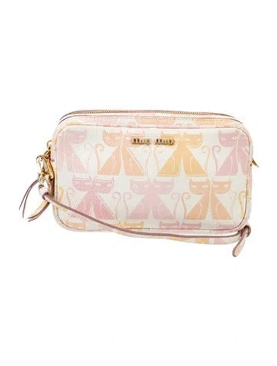 Pre-owned Miu Miu Leather Crossbody Bag In White