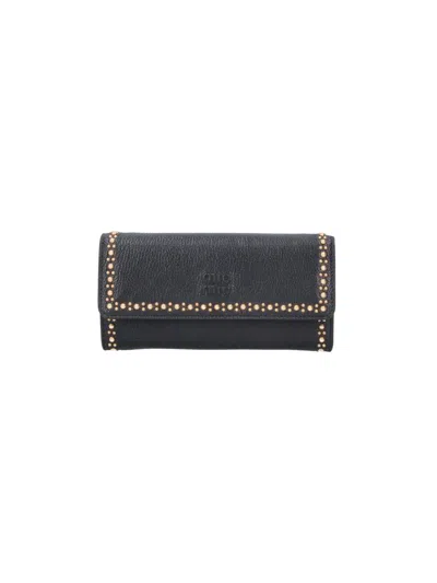 Miu Miu Leather Crossbody Wallet In Black