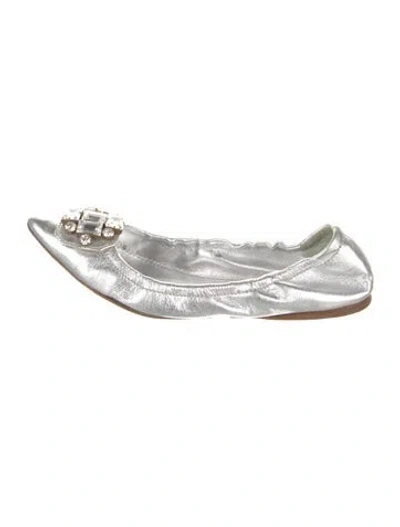 Pre-owned Miu Miu Leather Crystal Embellishments Ballet Flats