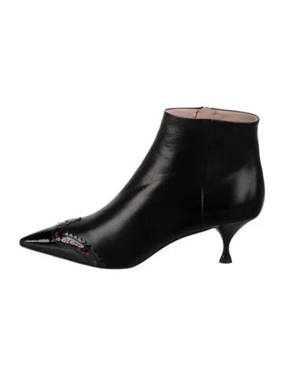 Pre-owned Miu Miu Leather Crystal Embellishments Boots In Black