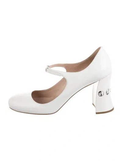 Pre-owned Miu Miu Leather Crystal Embellishments Pumps In Black
