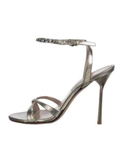 Pre-owned Miu Miu Leather Crystal Embellishments Sandals