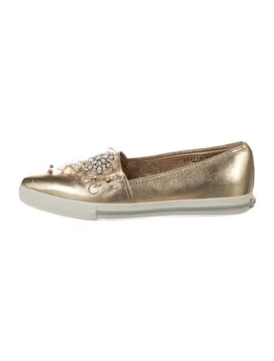 Pre-owned Miu Miu Leather Crystal Embellishments Sneakers In Multi