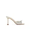 Miu Miu Leather Crystals Mules In Silver
