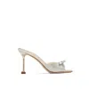 Miu Miu Crystal Satin Sandals In Silver