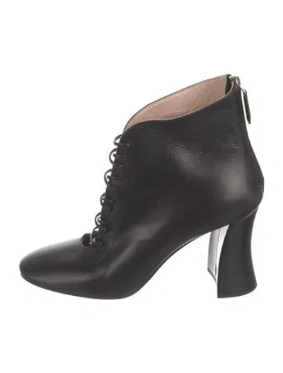 Pre-owned Miu Miu Leather Cutout Accent Boots In Black