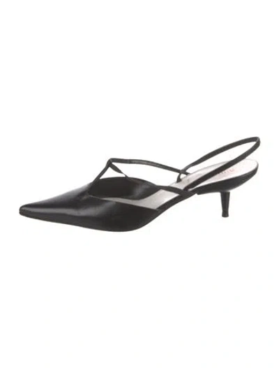 Pre-owned Miu Miu Leather Cutout Accent Slingback Pumps In Black