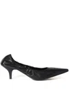 Miu Miu 55 Ruched Leather Pumps In Black