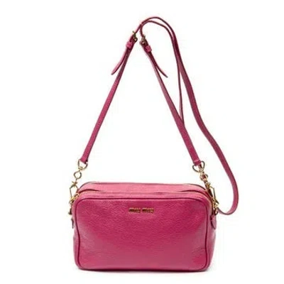 Pre-owned Miu Miu Leather Double Zip Camera Crossbody In Pink