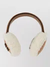 Miu Miu Leather Earmuffs Featuring Shearling Detail In Brown
