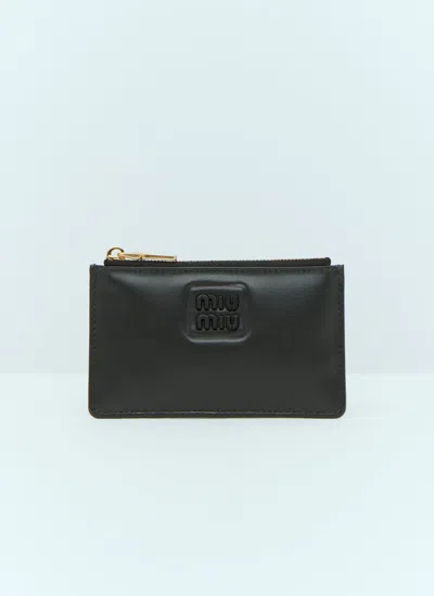Miu Miu Leather Envelope Wallet In Black