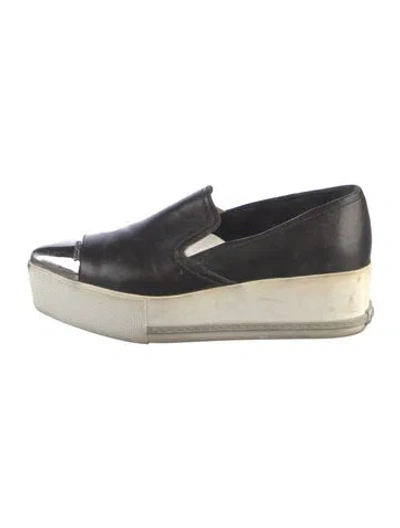 Pre-owned Miu Miu Leather Espadrilles In Black