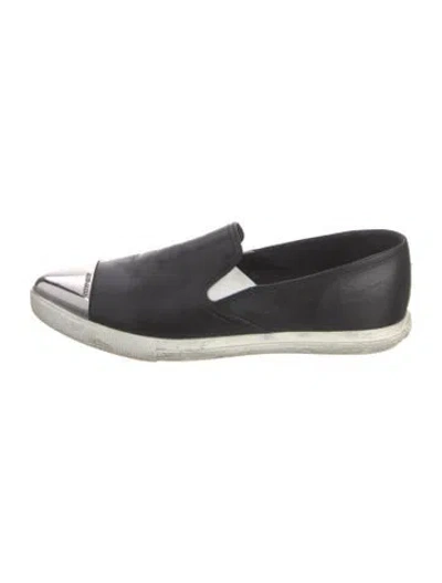 Pre-owned Miu Miu Leather Espadrilles In Black