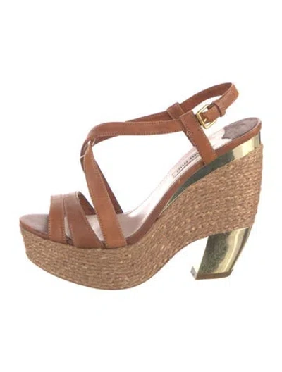 Pre-owned Miu Miu Leather Espadrilles In Brown