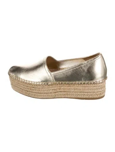 Pre-owned Miu Miu Leather Espadrilles In Gold