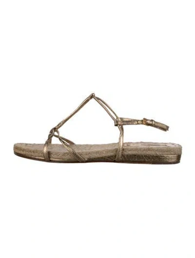 Pre-owned Miu Miu Leather Espadrilles In Gold