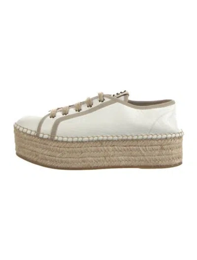 Pre-owned Miu Miu Leather Espadrilles In White