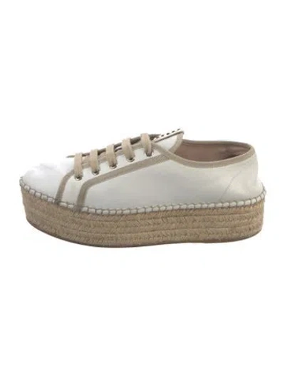 Pre-owned Miu Miu Leather Espadrilles In White