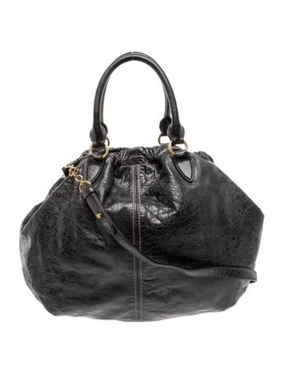 Pre-owned Miu Miu Leather Evening Bag In Black