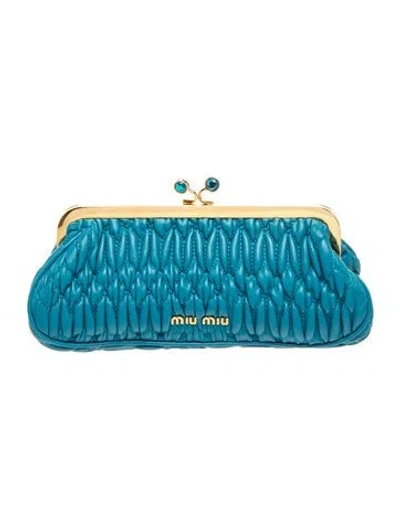 Pre-owned Miu Miu Leather Evening Bag In Blue