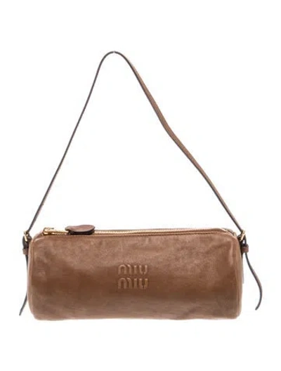 Pre-owned Miu Miu Leather Evening Bag In Brown