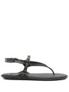 Miu Miu Leather Flat Sandals In Schwarz